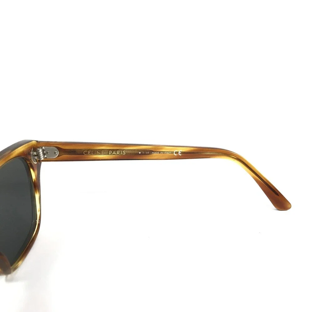 Celine Sunglasses CL40061I 56C Brown Horn Square Frames w/ Silver Mirror Lenses
